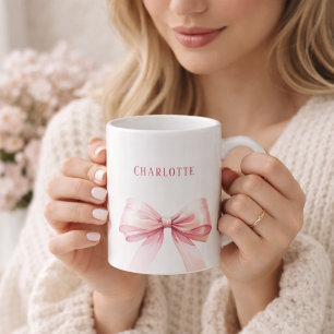Rosa Schleifen Skriptname Kaffeetasse