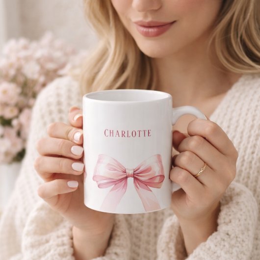 Rosa Schleifen Skriptname Kaffeetasse