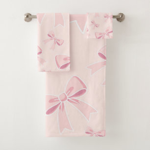 Rosa Schleifen Süß Kokett Cottage Chic Badhandtuch Set