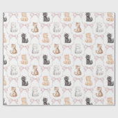 Rosa Schleifen Süße Kätzchen Katzen Geburtstag Geschenkpapier (Flach)