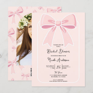 Rosa Schleifen Süße Kokette Cottage Chic Brautpart Einladung