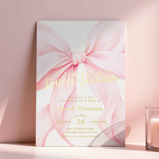 Rosa Schleifen Sweet Sixteen Geburtstags-Folie-Ein Folieneinladung