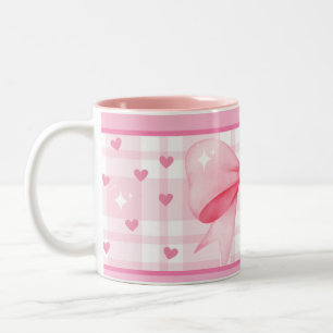 Rosa Schleifen-Tasse - Hübscher ästhetischer Kaffe Zweifarbige Tasse