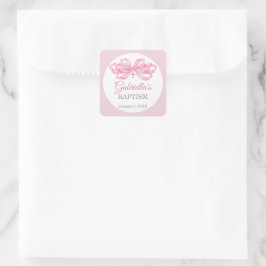 Rosa Schleifen Tauf Gunst Sticker Benutzerdefinier