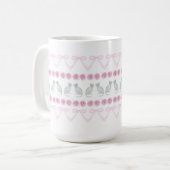 Rosa Schleifen und graue Kätzchen Kaffeetasse (Vorderseite Links)