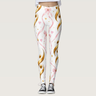rosa Schleifen und Schleifen Leggings