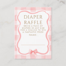 Rosa Schleifen-Windel-Raffle-Baby-Shower-Tickets
