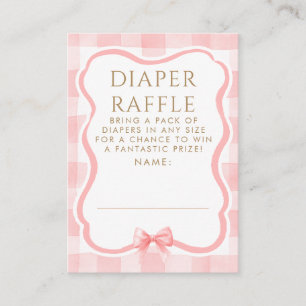 Rosa Schleifen-Windel-Raffle-Baby-Shower-Tickets Begleitkarte