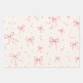 Rosa Schleifen-Wrap-Papier | Simple Coquette Geschenkpapier Set (Vorderseite 3)