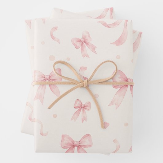 Rosa Schleifen-Wrap-Papier | Simple Coquette Geschenkpapier Set (Beispiel)