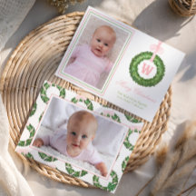 Rosa Schleifenband Weihnachtsmonogramm Kranz