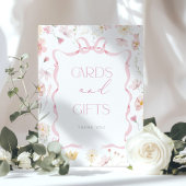 Rosa Schleifenband Wildblumenkarten und Geschenke Poster