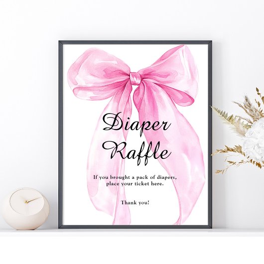 Rosa Schleifenband Windelraffel Poster