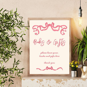 Rosa Schleifenkizze Babyduschgeschenke Zeichen Poster
