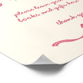 Rosa Schleifenkizze Babyduschgeschenke Zeichen Poster (Ecke)