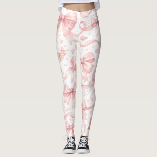 Rosa Schleifenmuster-Leggings Leggings (Vorderseite)