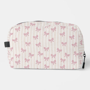 Rosa Schleifenstreifen-Kosmetiktasche Waschbeutel