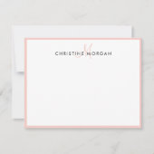 Rosa schlichte minimalistische Monogramm-Bezeichnu Mitteilungskarte (Vorderseite)