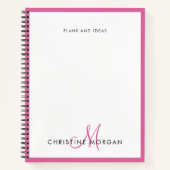 Rosa schlichte minimalistische Monogrammbezeichnun Notizblock (Vorderseite)