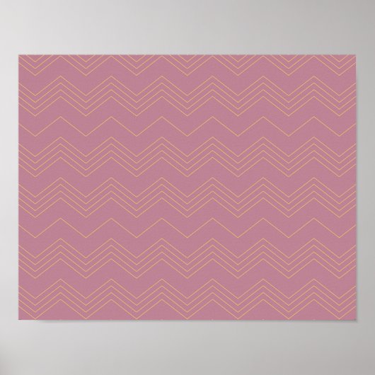 Rosa, schlichte, moderne, coole, trendige Zickzack Poster (Vorne)