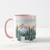 Rosa schlichte Moderne Weihnachtsschnee Aurora Tasse (Links)