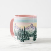 Rosa schlichte Moderne Weihnachtsschnee Aurora Tasse (Vorderseite Links)