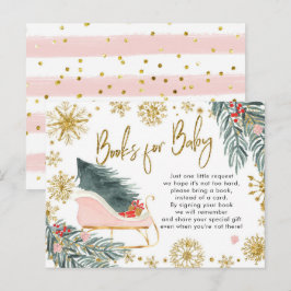 Rosa Schlitten - Was für lustige Winterbücher für  Einladungspostkarte