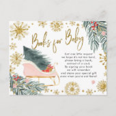 Rosa Schlitten - Was für lustige Winterbücher für  Einladungspostkarte (Vorderseite)