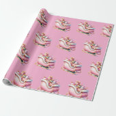 Rosa Schlitten Weihnachtsfeier Geschenkpapier (Ungerollt)
