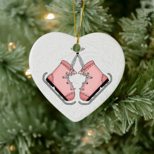 Rosa Schlittschuhe für Ihren Eisläufer ~ Keramik Ornament