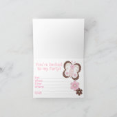 Rosa Schmetterling 2. Geburtstag Einladungen (Innenseite)