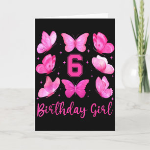 Rosa Schmetterling 6. Geburtstag Mädchen Coquette  Karte