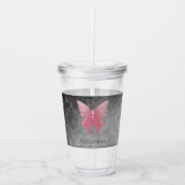 Rosa Schmetterling Acryltrinkbecher (Vorderseite)
