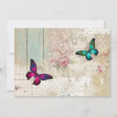 Rosa Schmetterling am Vintagen Geburtstag von Coll Einladung (Rückseite)