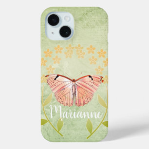 Rosa Schmetterling auf grünem Blumenhintergrund Case-Mate iPhone Hülle
