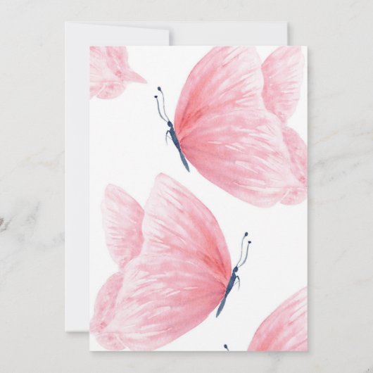 Rosa Schmetterling Baby Dusche Einladung (Rückseite)