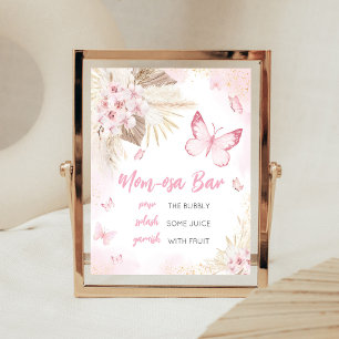 Rosa-Schmetterling-Baby-Shower-Mom-Osa-Bar-Schild Poster