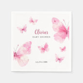 Rosa Schmetterling Baby Shower Serviette (Vorderseite)