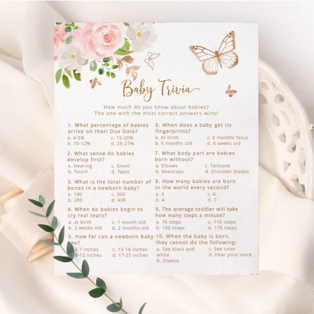 Rosa Schmetterling Baby trivia Baby-Dusche Spiel (Von Creator hochgeladen)
