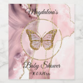 Rosa Schmetterling Babydusche Weinetikett (Einzelnes Label)
