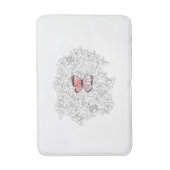 Rosa Schmetterling Badematte mit Rose (Vorderseite Vertikal)