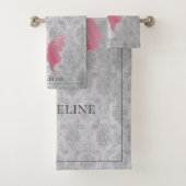 Rosa Schmetterling Badhandtuch Set (Insitu)