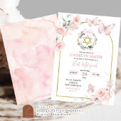 Rosa Schmetterling Bat Mitzvah Floral Einladung