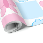 Rosa Schmetterling & Blaue Wolken Geschenkpapier (Rolleneckpunkt)