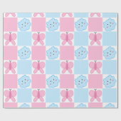 Rosa Schmetterling & Blaue Wolken Geschenkpapier (Flach)