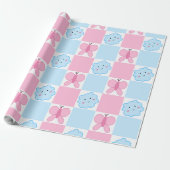 Rosa Schmetterling & Blaue Wolken Geschenkpapier (Ungerollt)