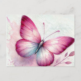 Rosa Schmetterling Botanischer Wasserfarben-Druck Postkarte