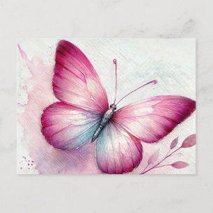 Rosa Schmetterling Botanischer Wasserfarben-Druck Postkarte
