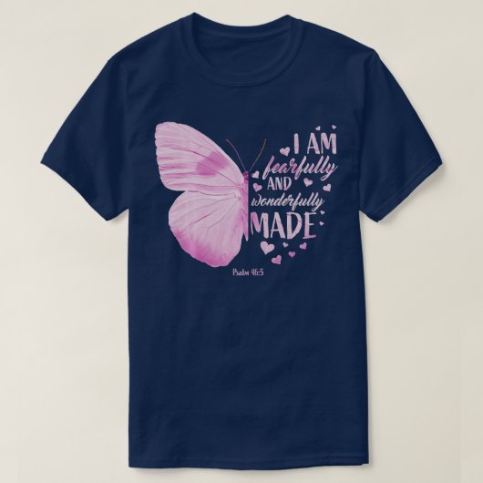 Rosa Schmetterling Christliche Bibelverse-Redewend T-Shirt (Design vorne)