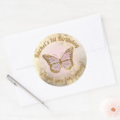 Rosa Schmetterling danke für das Kommen Runder Aufkleber (Umschlag)